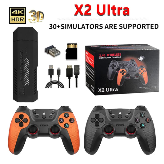 X2 Ultra Video Game Stick Console Or ONLY 2.4G Double Wireless Controller 4K HD30000 Games 128G Retro Games Christmas Gift